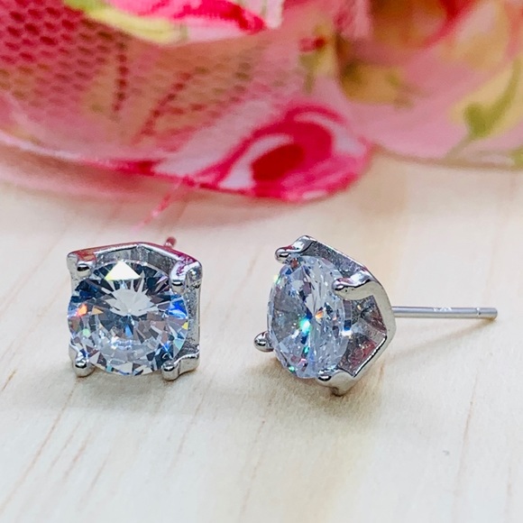 Sterling Silver 925 CZ Stud Earrings - Picture 2 of 4